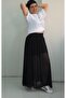 Black Inside Lining Tulle Skirt with Gathered Waist - 4