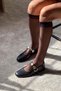 Krakow Black Matte Accessory Detail Flat Sole Women's Ballerinas - 7