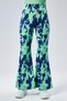 Women's Water Green Patterned High Waist Stretchy Flared Leggings Pants - 3