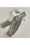 Boy's Baby Shirt Salopet Trousers Set Gray Colored Plaid Pattern 0-5 Years - 4
