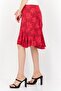 Women Floral Print Mini Skirt, Red - 2