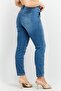 Kadın Slim Fit Düşük Bel Bilekte Esnek Pantolon، Orta Mavi - 2