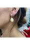 Cream Color Stylish Dangle Earrings with Stones - 2