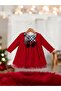 Baby Girl Plaid Patterned Red Velvet Designer Dress