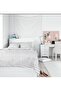 Single White Checked Duvet Cover Set, Cotton Fabric 155X215 Duvet Cover 2 Pcs Pillowcases - 2