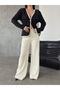 Women's Knitwear Jacket Vest Pants Bottom Top Double Knitwear Set - 4
