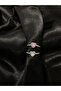 HEARTED ZIRCON STONE ADJUSTABLE STEEL RING (PINK & WHITE STONE Color Options) - 6