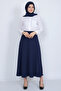 Women's Navy Blue Hijab Long Corded Mevlana Skirt