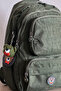 Unisex Khaki Backpack with Teddy Bear, School Bag, Laptop Compartment, Waterproof Fabric, 40X30Cm, 18Lt