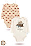 2-Piece 100% Cotton Organic Printed Snap Fastener Baby Bodysuit