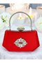 Red Color Silver Crystal Stone Elegant Design Metal Handle Evening Dress Bag - 4