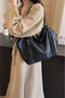 Woman's Black Faux Leather Hand and Shoulder Bag