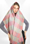 Soft Textured Tasseled Striped Plaid Pattern Thick Shoulder Shawl Scarf - Powder - Gray - 2
