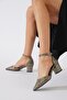 Dermes laser stone women's evening dress heeled platinum