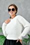 Ecru Crew Neck Knitted Knitwear Sweater - 2