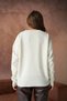 Women's Ecru Crew Neck Oversize Premium Knitwear Sweater - 5