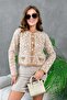 Women's Crew Neck Leopard Patterned Brown Soft Knitwear Cardigan - 2