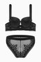 Crossed Elastic Detailed Lace Low-Cut Bra Panty Set - Padded - Fashion - 2510 - Black - 3