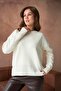 Women's Ecru Crew Neck Oversize Premium Knitwear Sweater - 3