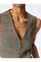 Buttoned V-Neck Plaid Vest - 5