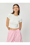 Crop T-Shirt Crew Neck Short Sleeve Corduroy - 3