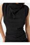 Upright Draped Neckline Draped Sleeveless Double Breasted Mini Dress - 5