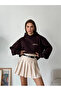 Beige Full Pleated Women's Mini Skirt with Belted Lining Shorts