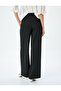 Stripe Detailed High Waist Wide Leg Baggy Fabric Pants with Pockets - 4