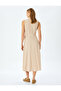 Viscose Linen Blend Sleeveless Pocket Long Shirt Dress with Belt - 4