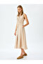 Viscose Linen Blend Sleeveless Pocket Long Shirt Dress with Belt
