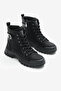 Women's Black Matte Thermo Sole Side Buckle Lace up and Zippered Boots - 3