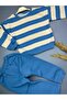 Boys Children's Charded 3 Threads 1-5 Years Old Stripe Printed 2-Piece Set - 3