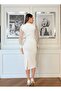 Women's Imported Scuba Fabric Sleeve with Bead Embroidery Belt Detail Lined Special Design Dress - 6