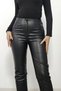 Women's Winter Black Double-Pleated Leather Trousers 30106