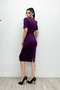 Fabric Belt Detail Pencil Dress - Eggplant Purple - 4