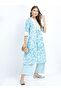 Floral Print Pleated Kurti & Palazzos Set - 2