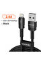 كابل Toocki USB Lightning أسود بطول 1 متر، سلك USB للشحن السريع لأجهزة iPhone وكابل بيانات الشحن
