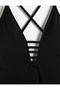 V-Neck Swimsuit, Thin Straps, Covered with Piping Detail - 8