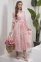 Powder Color V-Neck Midi Length Spring Branch Dress - 5