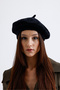 Black Women's Wool Plush French Painter Hat I Beret - 2