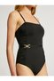 Belt Detailed Swimsuit Gathered Covered - 5