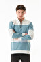 Color Block Half Zippered Stand Collar Sweatshirt - 2