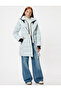 Long Quilted Inflatable Coat with Hood, Pockets and Zipper - 2