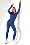 Women's Zippered Long Jumpsuit - Finger Flip Detail - 6
