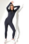 Women's Zippered Diver's Long Jumpsuit with Finger-Proof Detail - 7