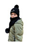 Children's Smiling Face Detailed Beanie Scarf Set 7016 - 3