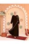 Elif Vav Embroidered Snap Fastener Robe Bitter Brown - 4