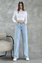Mavi Püsküllü Yüksek Bel Düz Kesim Straight %100 Pamuk Non-Stretch Jeans TWOSS25JE00139 - 3