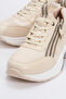 OUDE Ecru Women's Zippered Thick Sole Sports Sneakers - 3