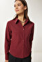 Women's Burgundy Buttoned Basic Shirt Rq00001 - 2